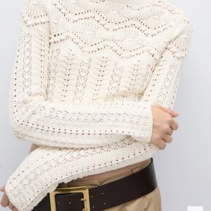 Mango Cream Textured Turtleneck Sweater